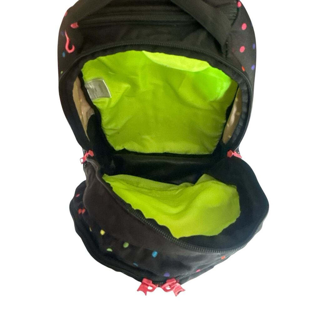 Adidas Dillon Backpack Polka Dot School Travel Black Pink Zippers Media Pockets - Picture 9 of 11